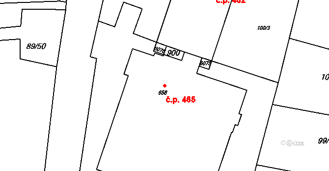 Řevničov 465 na parcele st. 656 v KÚ Řevničov, Katastrální mapa