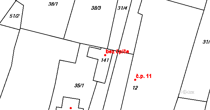 Veselí nad Lužnicí 87258188 na parcele st. 141 v KÚ Horusice, Katastrální mapa