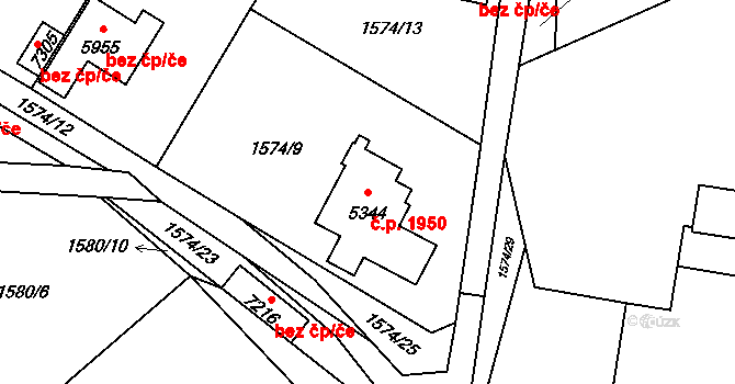 Beroun-Město 1950, Beroun na parcele st. 5344 v KÚ Beroun, Katastrální mapa