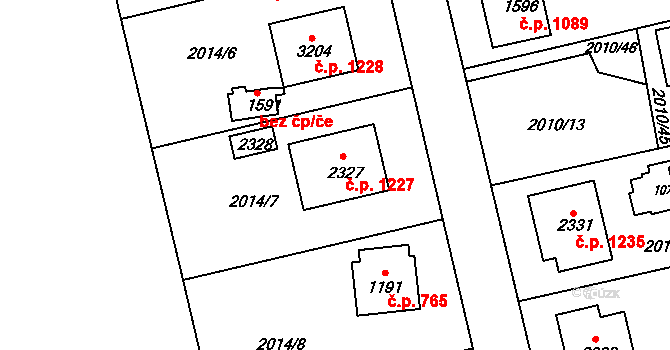 Humpolec 1227 na parcele st. 2327 v KÚ Humpolec, Katastrální mapa