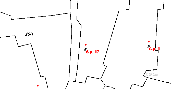 Milíkovice 17, Radošovice na parcele st. 6 v KÚ Milíkovice, Katastrální mapa
