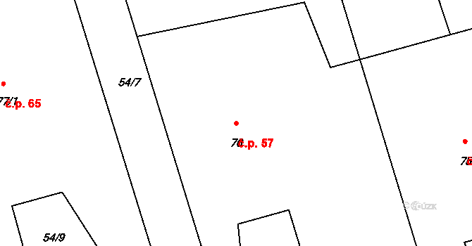 Malměřice 57, Blatno na parcele st. 76 v KÚ Malměřice, Katastrální mapa