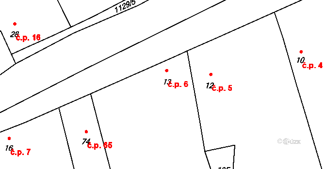 Kluček 6, Liběšice na parcele st. 13 v KÚ Kluček, Katastrální mapa