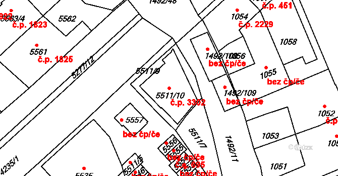 Kročehlavy 3302, Kladno na parcele st. 5511/10 v KÚ Kročehlavy, Katastrální mapa