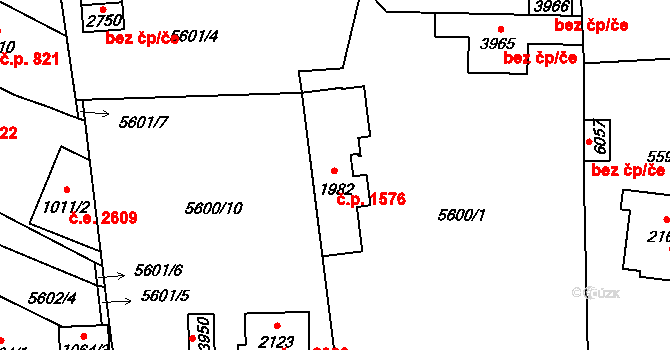 Žatec 1576 na parcele st. 1982 v KÚ Žatec, Katastrální mapa