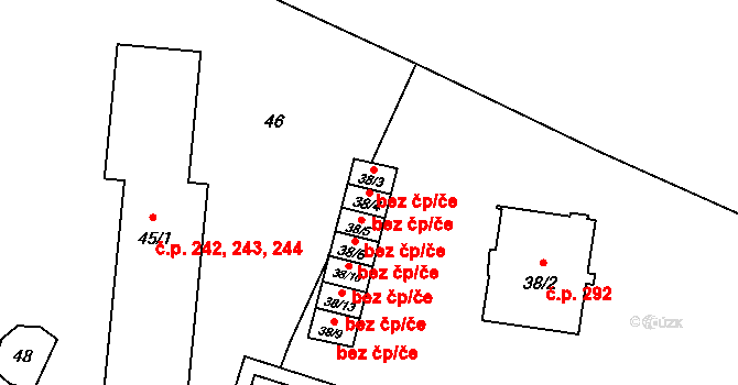 Opava 93489188 na parcele st. 38/4 v KÚ Komárov u Opavy, Katastrální mapa