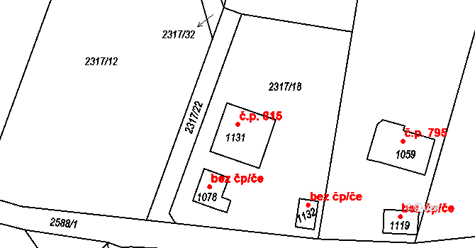 Lučany nad Nisou 815 na parcele st. 1131 v KÚ Lučany nad Nisou, Katastrální mapa