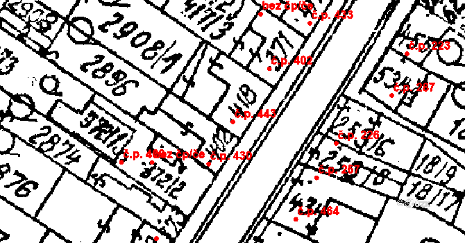 Kostice 443 na parcele st. 418 v KÚ Kostice, Katastrální mapa