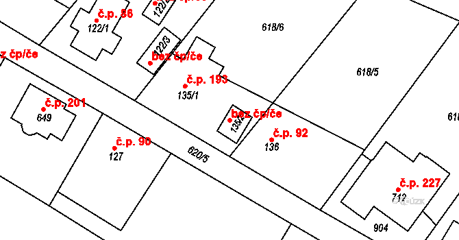 Okrouhlo 104078189 na parcele st. 135/2 v KÚ Okrouhlo, Katastrální mapa