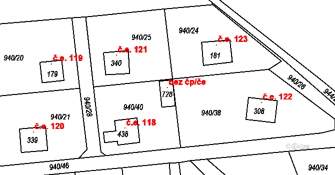 Kamýk nad Vltavou 107203189 na parcele st. 728 v KÚ Kamýk nad Vltavou, Katastrální mapa
