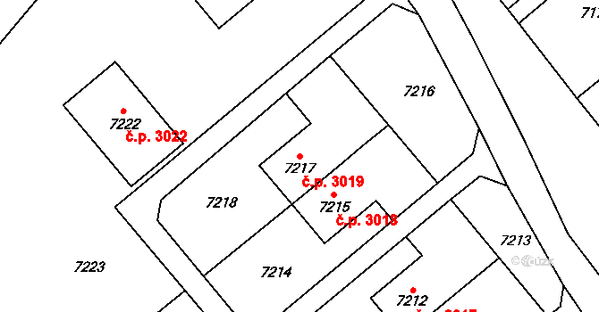 Přerov VIII-Henčlov 3019, Přerov na parcele st. 7217 v KÚ Přerov, Katastrální mapa