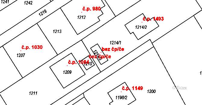Bystřice 117519189 na parcele st. 1214/3 v KÚ Bystřice nad Olší, Katastrální mapa