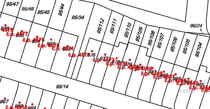 Jihlava 4571 na parcele st. 977 v KÚ Bedřichov u Jihlavy, Katastrální mapa