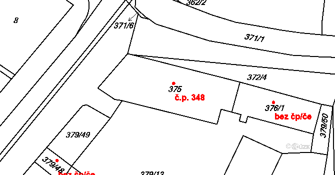 Svatobořice 348, Svatobořice-Mistřín na parcele st. 375 v KÚ Svatobořice, Katastrální mapa