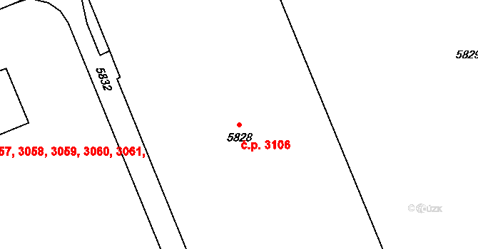 Kročehlavy 3106, Kladno na parcele st. 5828 v KÚ Kročehlavy, Katastrální mapa