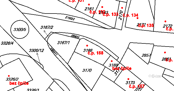 Mimoň I 158, Mimoň na parcele st. 3168 v KÚ Mimoň, Katastrální mapa