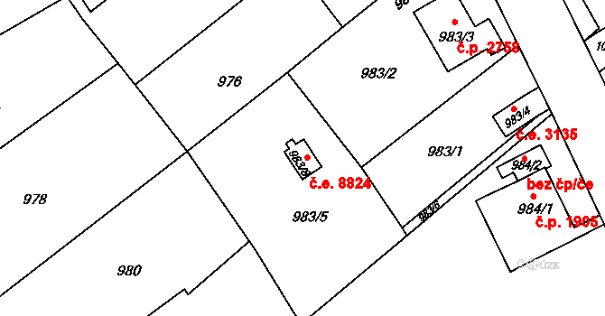 Ústí nad Labem-centrum 8824, Ústí nad Labem na parcele st. 983/8 v KÚ Ústí nad Labem, Katastrální mapa