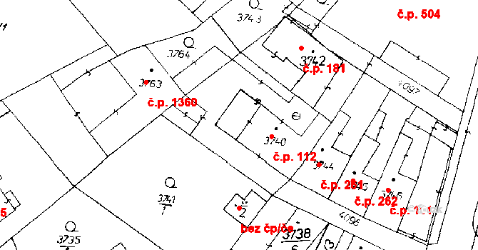 Poděbrady III 112, Poděbrady na parcele st. 3740 v KÚ Poděbrady, Katastrální mapa
