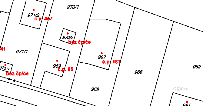 Starý Bohumín 181, Bohumín na parcele st. 967 v KÚ Starý Bohumín, Katastrální mapa