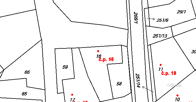 Vlčnov 16, Chrudim na parcele st. 16 v KÚ Vlčnov u Chrudimi, Katastrální mapa