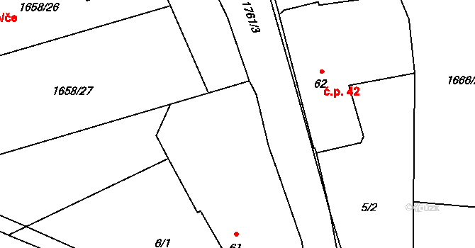 Temelín 51 na parcele st. 61 v KÚ Temelín, Katastrální mapa