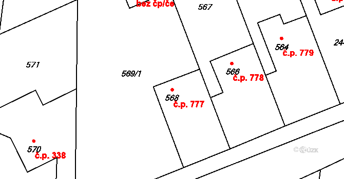 Brušperk 777 na parcele st. 568 v KÚ Brušperk, Katastrální mapa