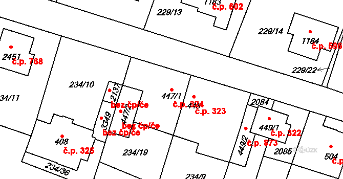 Úšovice 324, Mariánské Lázně na parcele st. 447/1 v KÚ Úšovice, Katastrální mapa
