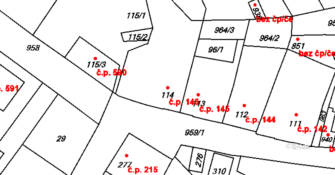 Borohrádek 146 na parcele st. 114 v KÚ Borohrádek, Katastrální mapa