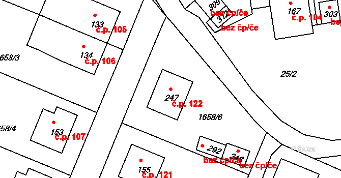 Český Rudolec 122 na parcele st. 247 v KÚ Český Rudolec, Katastrální mapa