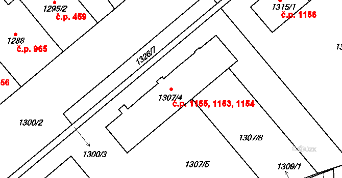 Vršovice 1153,1154,1155, Praha na parcele st. 1307/4 v KÚ Vršovice, Katastrální mapa