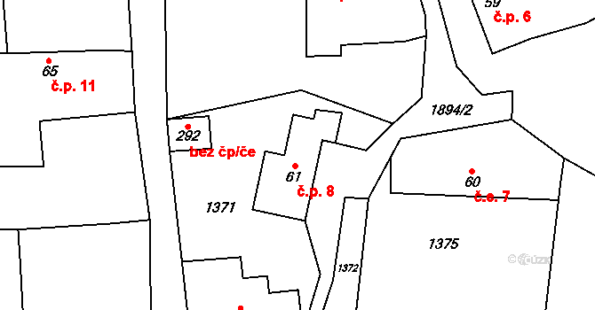 Boudy 8, Jesenice na parcele st. 61 v KÚ Jesenice u Sedlčan, Katastrální mapa