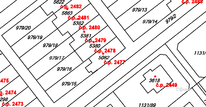Dvůr Králové nad Labem 2477 na parcele st. 5082 v KÚ Dvůr Králové nad Labem, Katastrální mapa