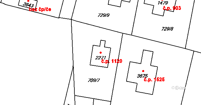 Vrchlabí 1120 na parcele st. 2271 v KÚ Vrchlabí, Katastrální mapa