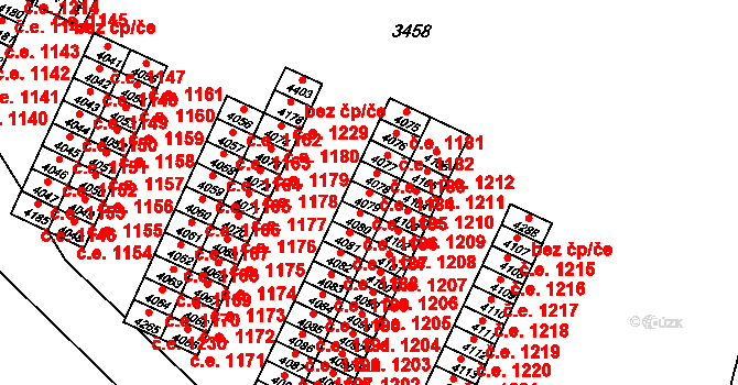 Kuřim 1185 na parcele st. 4079 v KÚ Kuřim, Katastrální mapa