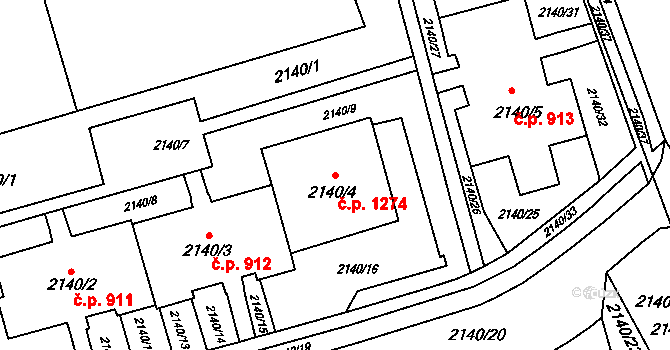 Prostřední Suchá 1274, Havířov na parcele st. 2140/4 v KÚ Prostřední Suchá, Katastrální mapa