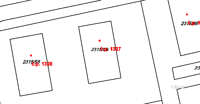 Stodůlky 1327, Praha na parcele st. 2315/59 v KÚ Stodůlky, Katastrální mapa