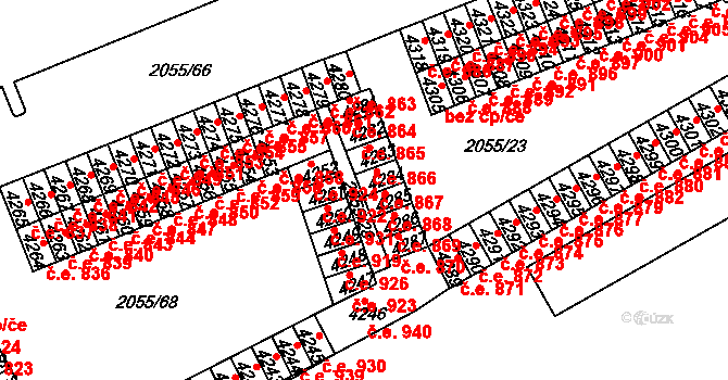 Hodonín 867 na parcele st. 4284 v KÚ Hodonín, Katastrální mapa