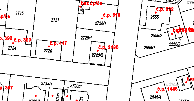 Bolevec 2185, Plzeň na parcele st. 2729/2 v KÚ Bolevec, Katastrální mapa