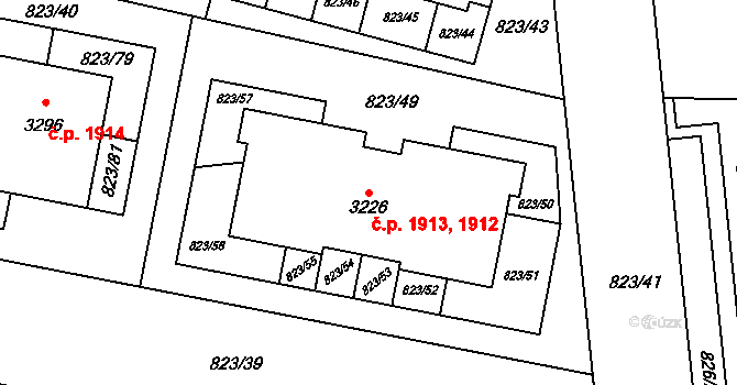 Lysá nad Labem 1912,1913 na parcele st. 3226 v KÚ Lysá nad Labem, Katastrální mapa
