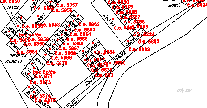 Kadaň 5880 na parcele st. 2640/1 v KÚ Kadaň, Katastrální mapa