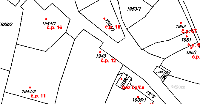 Janovice 12, Velká Bíteš na parcele st. 1940 v KÚ Velká Bíteš, Katastrální mapa