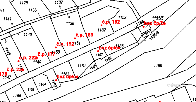 Jedovnice 39812189 na parcele st. 1157 v KÚ Jedovnice, Katastrální mapa