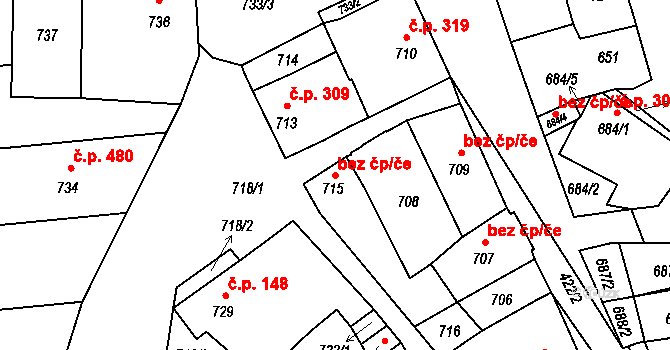 Hlohovec 40777189 na parcele st. 715 v KÚ Hlohovec, Katastrální mapa