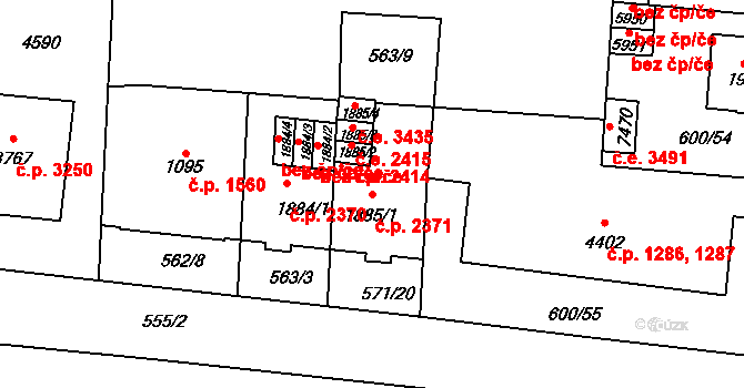 Zlín 2371 na parcele st. 1885/1 v KÚ Zlín, Katastrální mapa