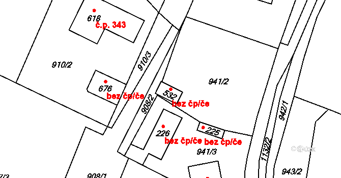 Čkyně 42478189 na parcele st. 532 v KÚ Čkyně, Katastrální mapa