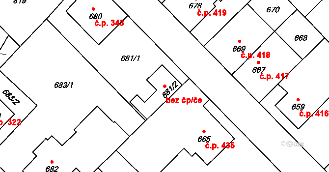 Nové Město na Moravě 42623189 na parcele st. 681/2 v KÚ Nové Město na Moravě, Katastrální mapa