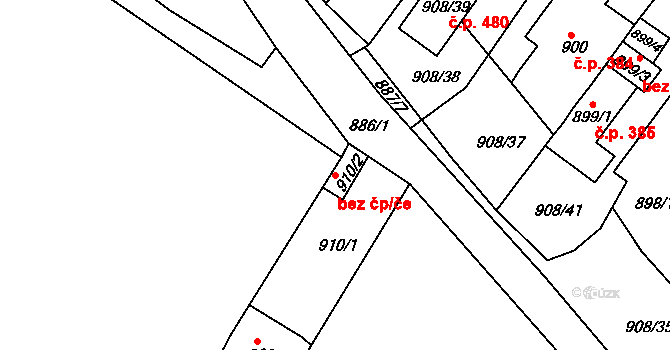 Teplice 45134189 na parcele st. 910/2 v KÚ Sobědruhy, Katastrální mapa