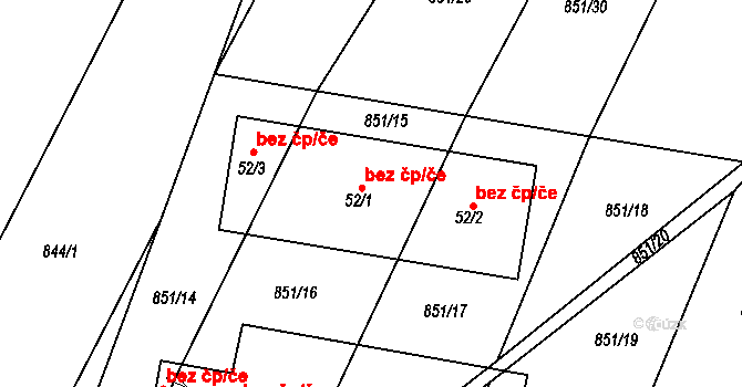 Nalžovské Hory 46025189 na parcele st. 52/1 v KÚ Letovy, Katastrální mapa