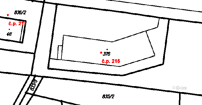 Lopeník 215 na parcele st. 376 v KÚ Lopeník, Katastrální mapa