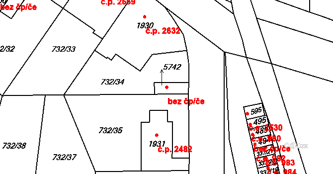 Zlín 50231189 na parcele st. 5742 v KÚ Zlín, Katastrální mapa
